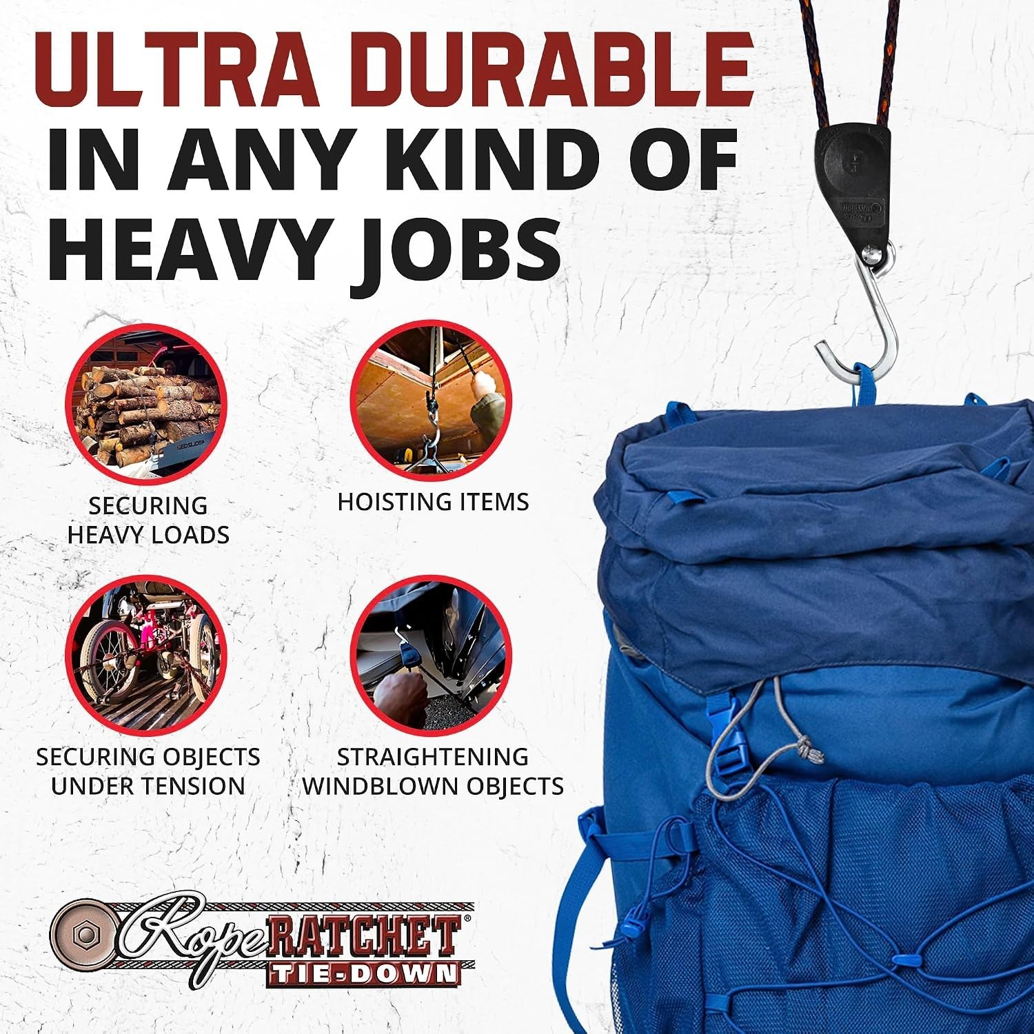 1/4 Adjustable Pulley System – 15ft Braided Rope, 150 lb Capacity – UV-Resistant