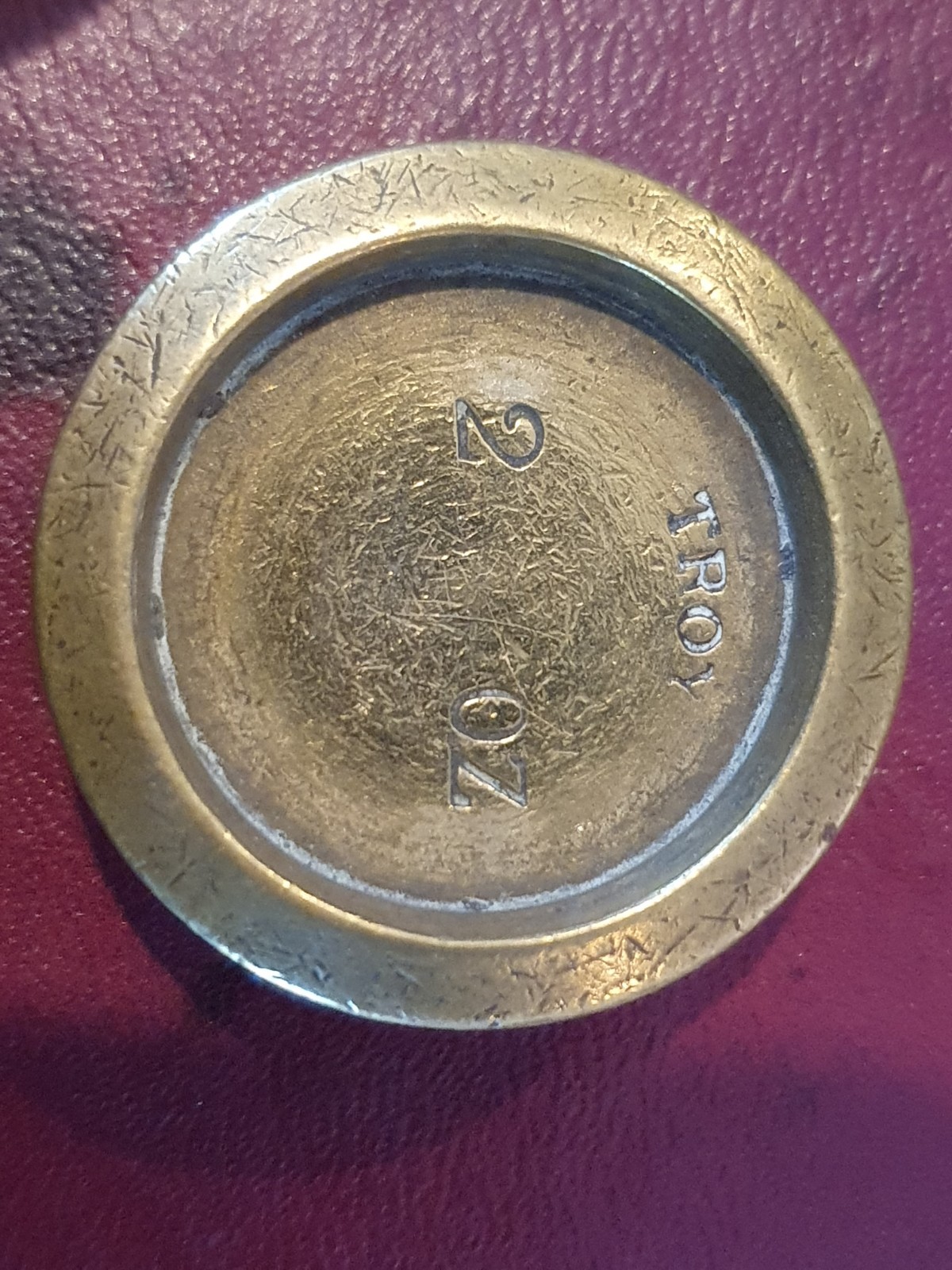 Antique brass Troy weights 10 5 3 2 1oz ER stamped gold trade nesting weights