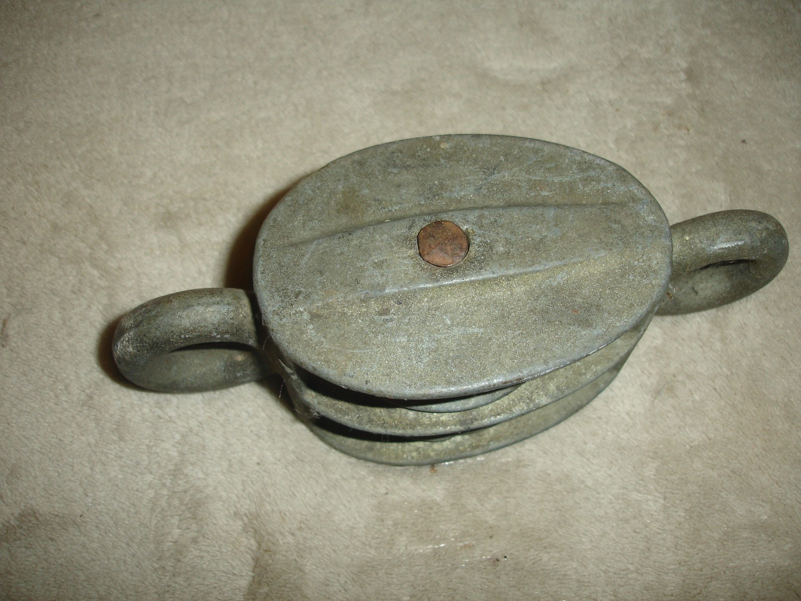 Set of (2) Vintage Industrial Die-Cast Double Sheave Pulleys 6.25″ Long