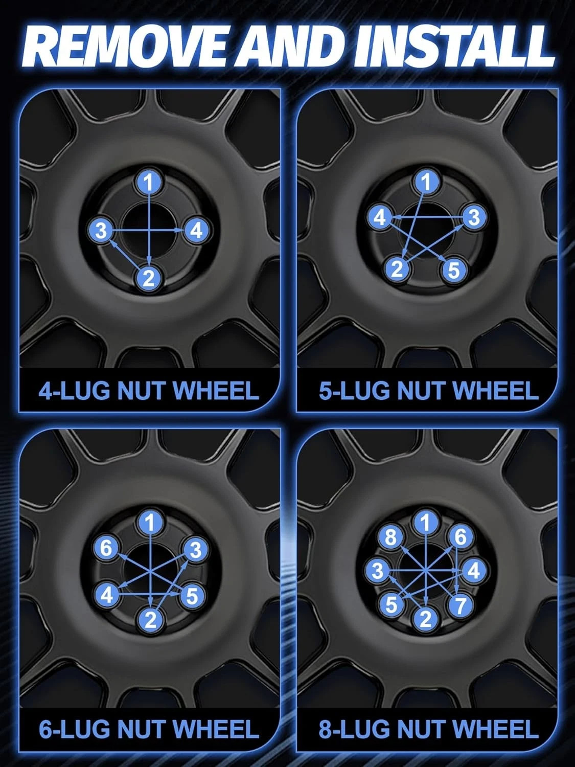 Set of 24, M14x1.5 Lug Nuts Black XL Spline Wheel Lug Nuts for 6 Lug Aftermaket,