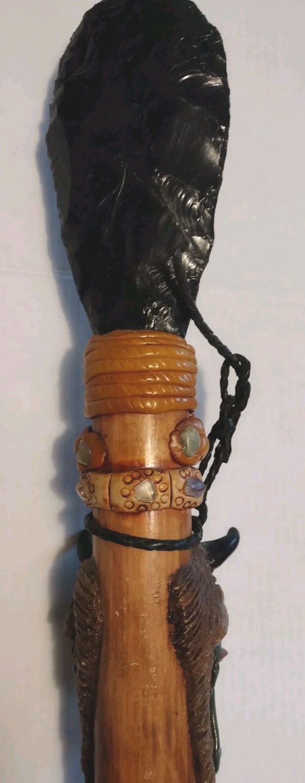 Aztec Mayan Obsidian Spear Head Ceremonial Sacrificial Black Sphere Eagle Claw