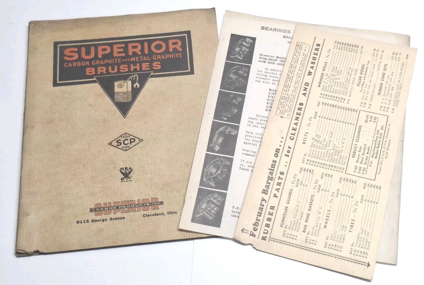 Superior Carbon Products Graphite Brushes Early 1930’s Catalog with Inserts