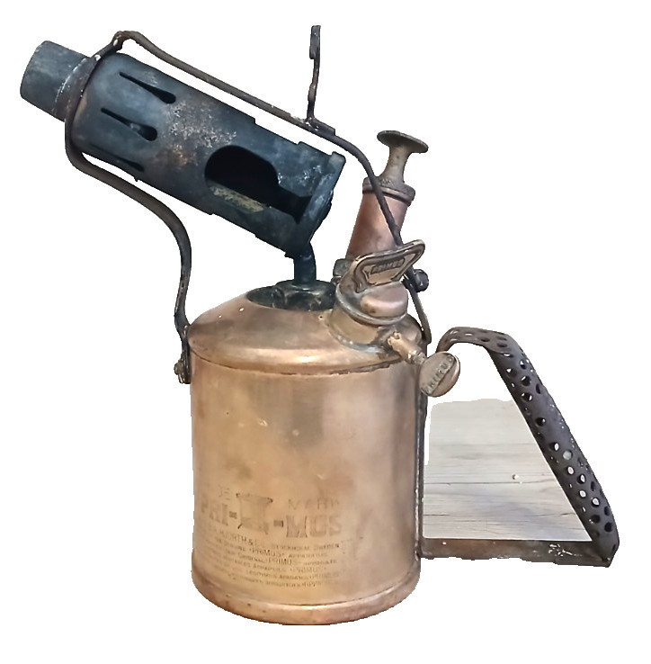 Vintage PRIMUS No 632 Brass Blow Lamp Blow Torch Lamp Sweden Mesh Handle – Rare