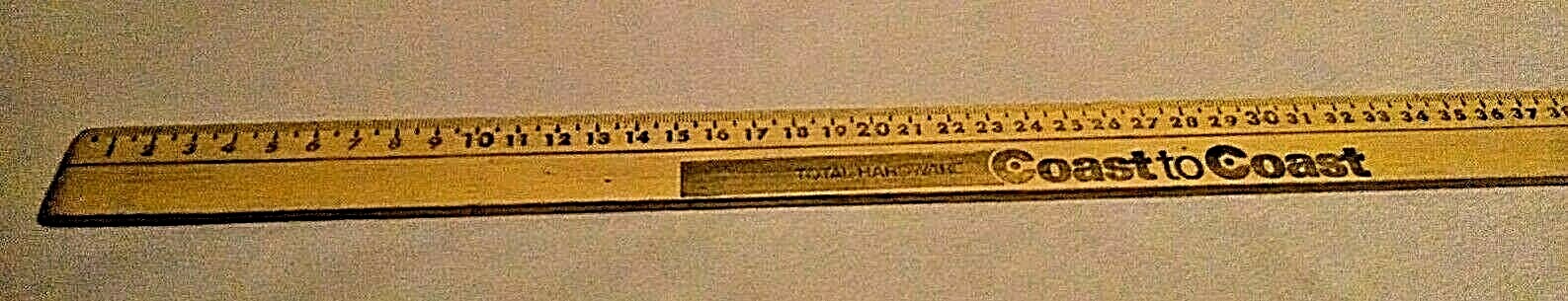 TOTAL HARDWARE YARDSTICK COAST TO COAST YELLOW WOODEN VINTAGE 36 INCH UNMARKED.