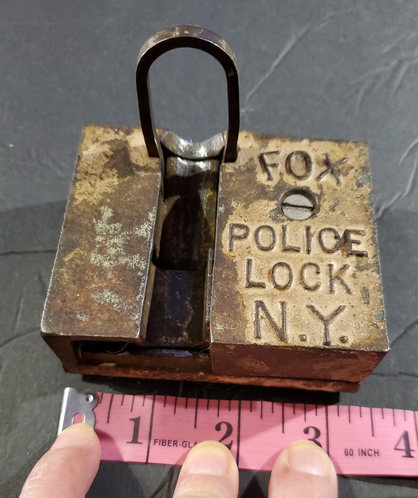 Vintage FOX Police Lock Cast Iron Used