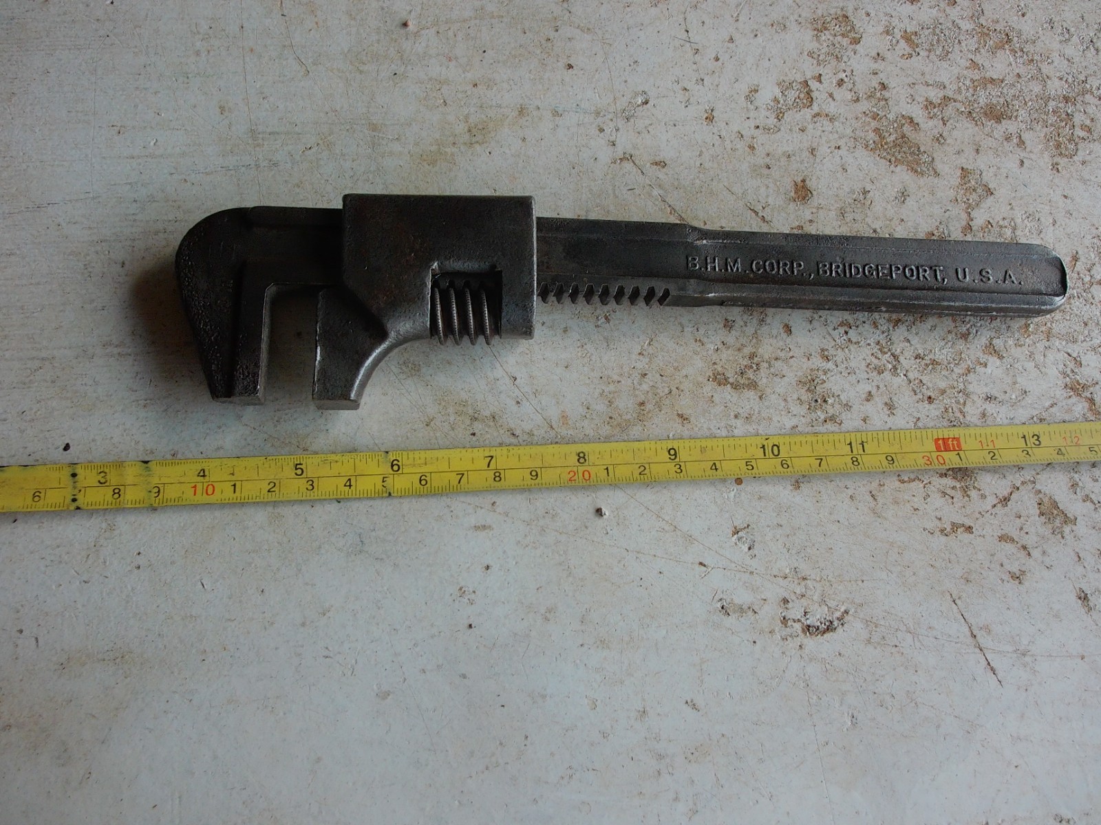 Vintage 10″ Adjustable Wrench B.H.M. Corp. Lot 26-22-T7