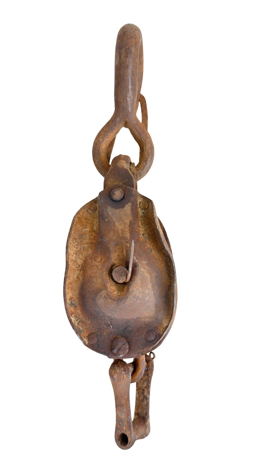 Antique Farm Barn Hoist Double AND Triple Pulleys Block Cast Iron Hook Primitive