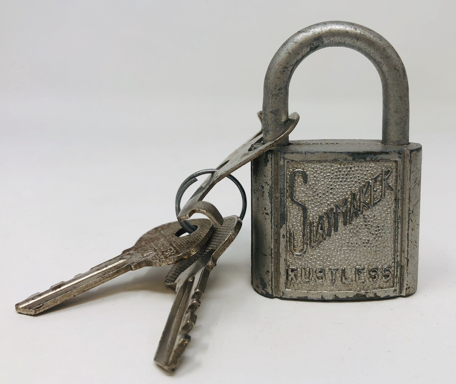Vintage Slaymaker “Rustless” Pad Lock Padlock with Two Original Keys A21