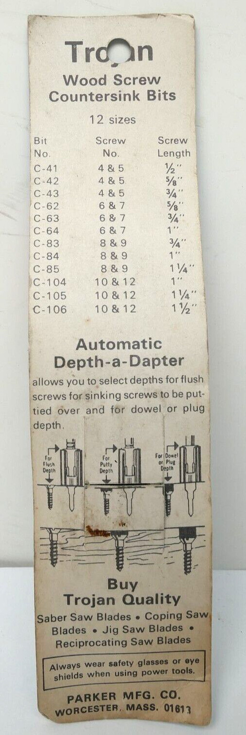Vintage Trojan Automatic Depth-a-Dapter for Trojan Countersink Bits C-ST USA NOS