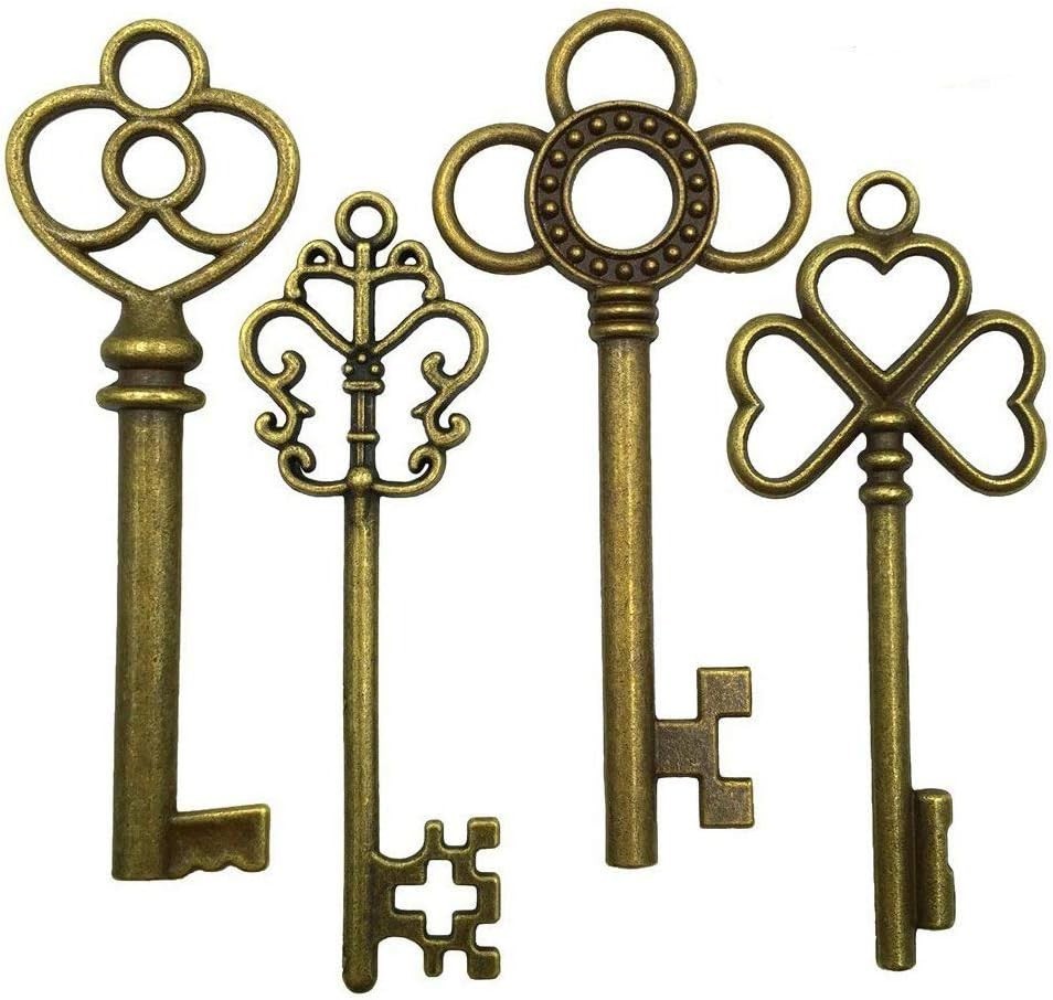 40-Piece Vintage Skeleton Key Charm Set – Ideal for Jewelry & Decor Projects