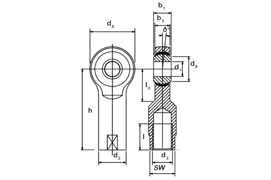 M16 Ball Bearing Ball Threaded End Right Threaded (Female) SI