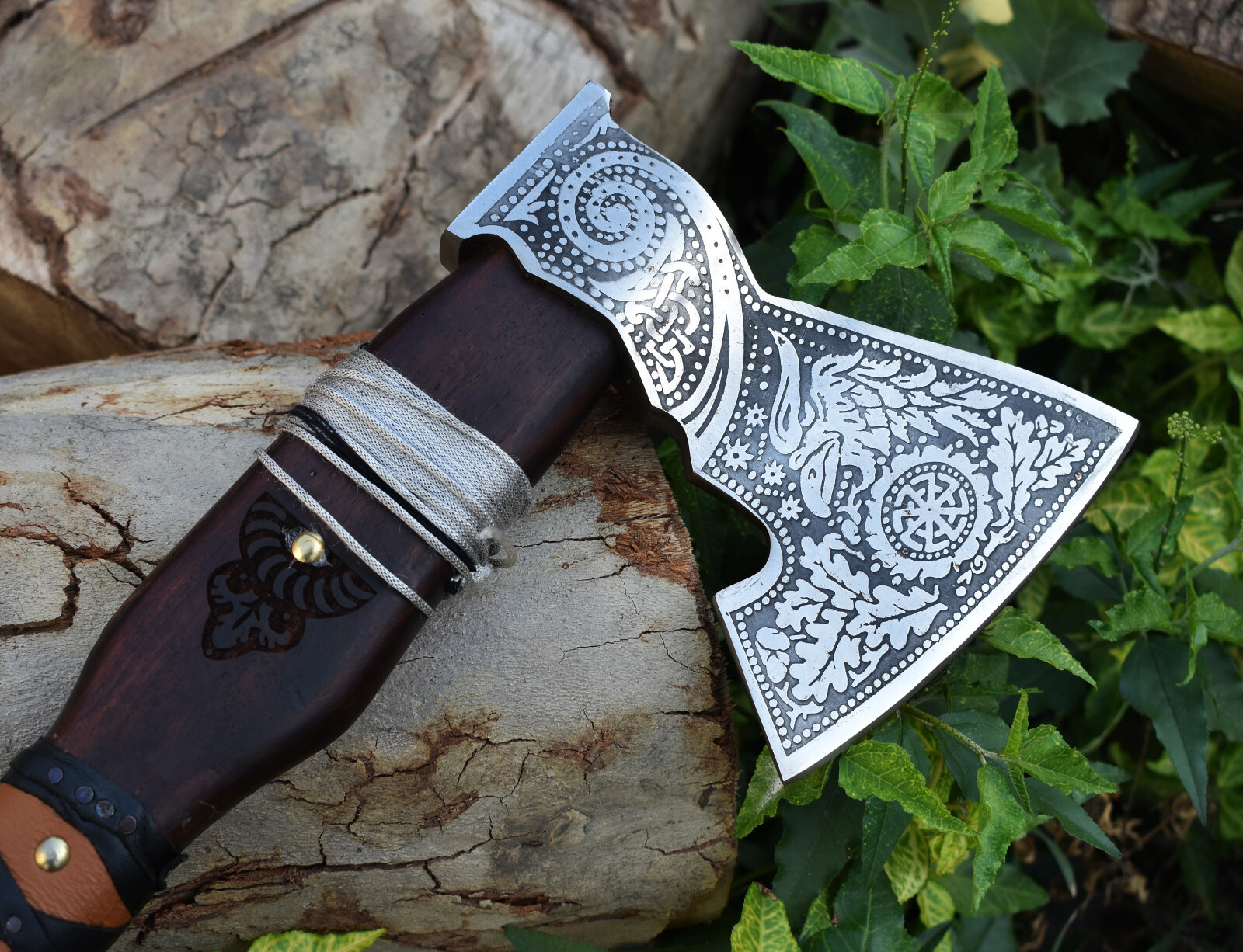 Handmade High Carbon steel Viking Axe Ash Wood Handle Hunting Camping OutdooTool