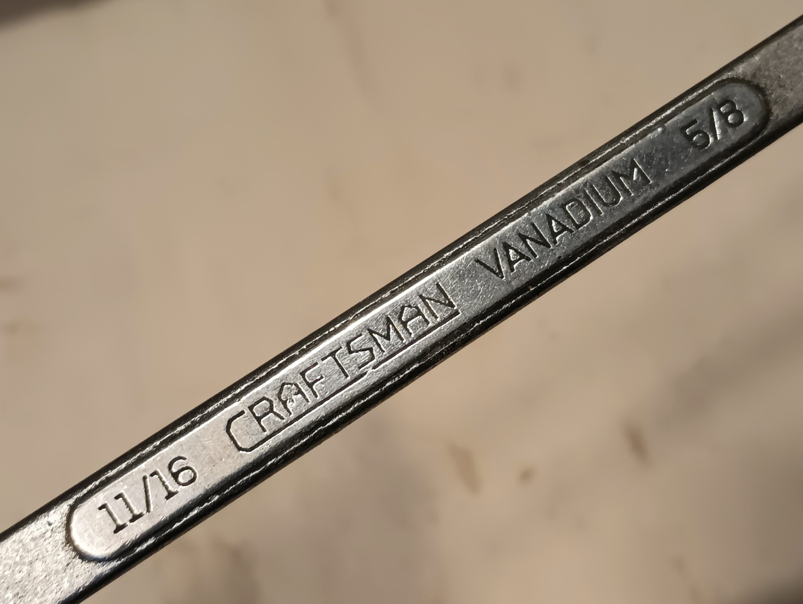 Vintage CRAFTSMAN underlined VANADIUM CI 11/16″x 5/8″ Dbl. Box End Wrench