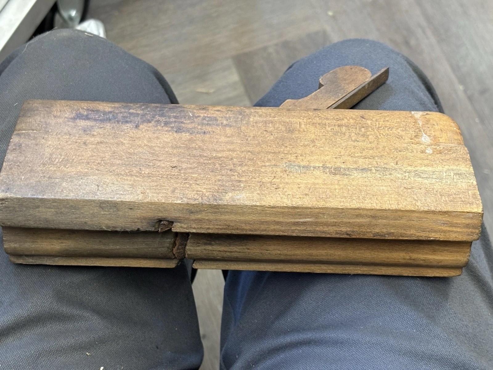 Antique Reed Utica NY Wood Molding Plane Hollow Round Carpenter Tool Vintage 7/8