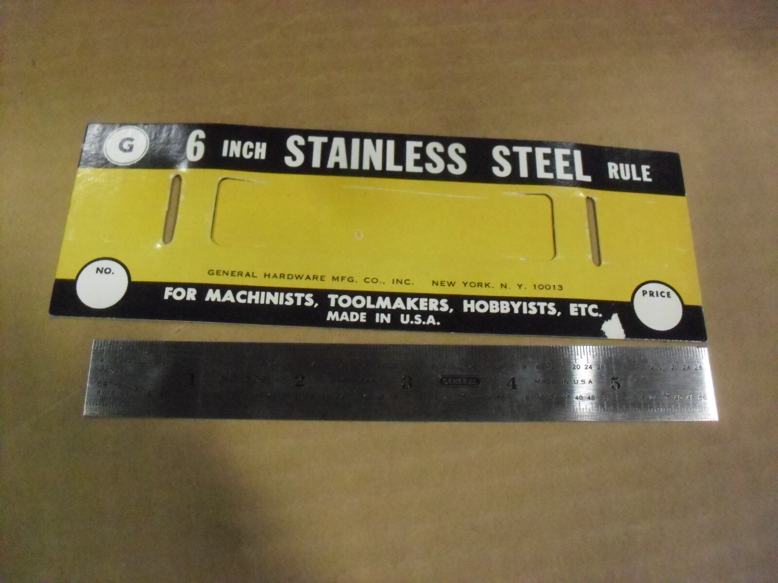 General 6 Stainless Steel Rule No. 309 Made In USA