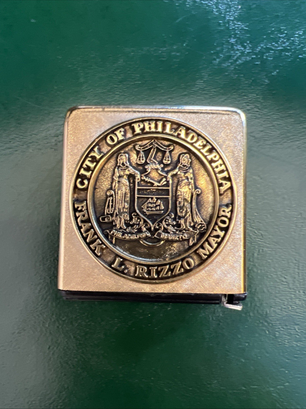 14k Gold Plated City Of Philadelphia Tape Measure. 1970’s Mayor Frank Rizzo