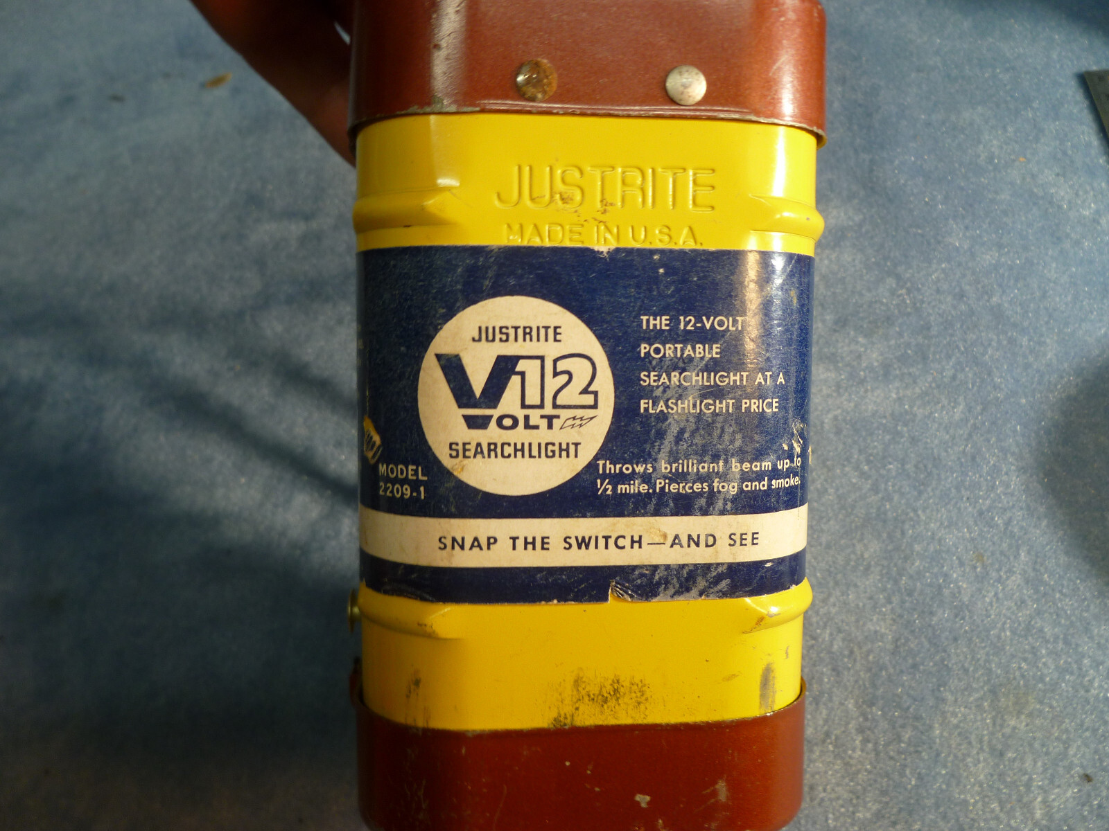Justrite 2209-1 Searchlight Flashlight 12 VOlt 1950s Vintage