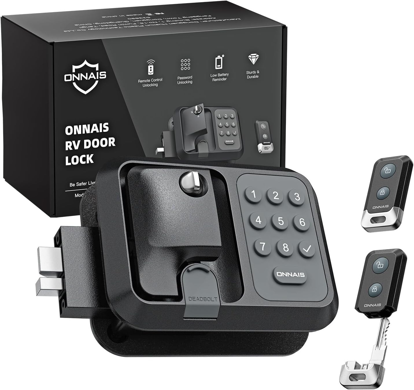 ONNAIS Full Metal RV Keyless Entry Door Lock Password & Remote Trailer