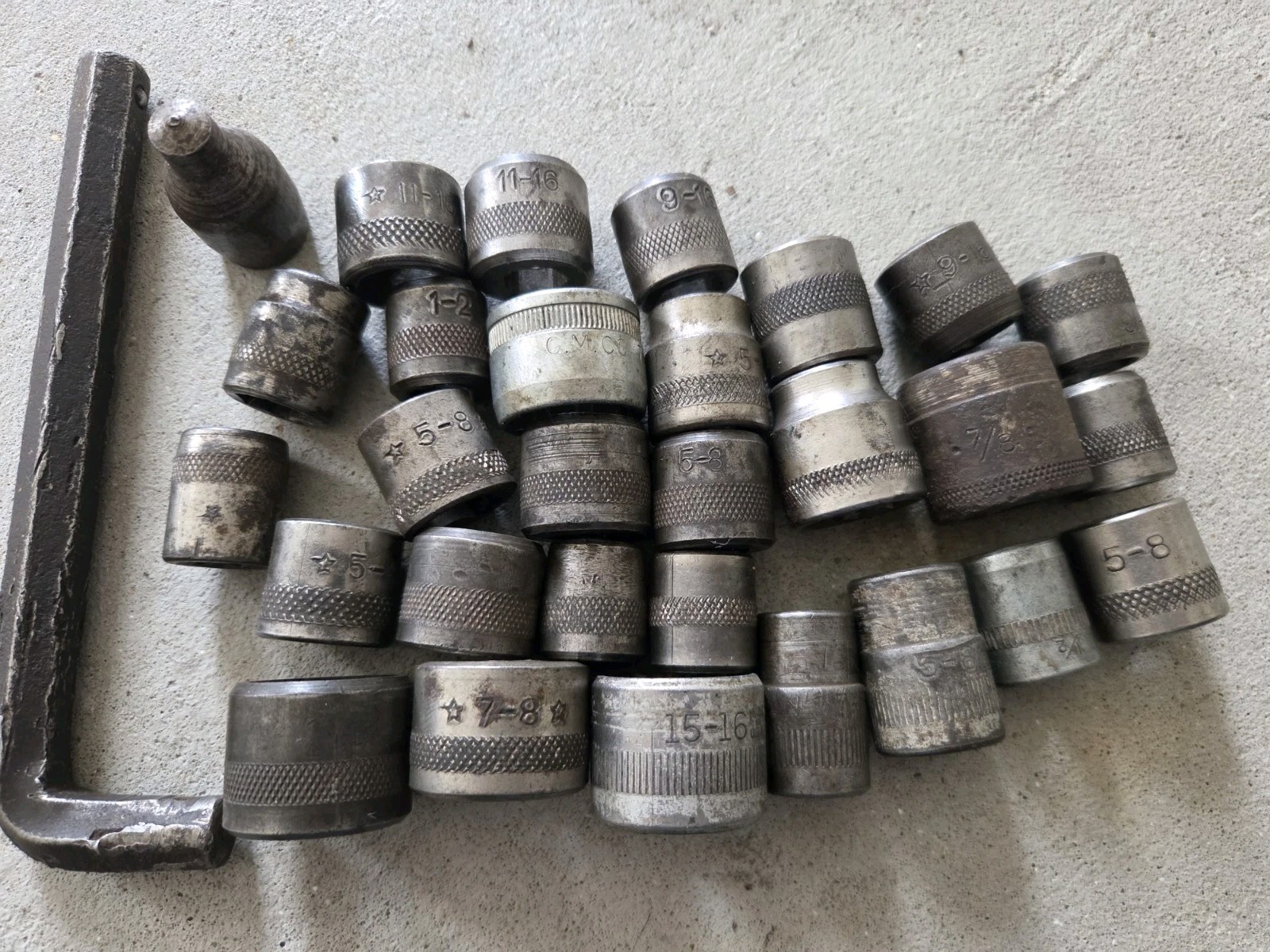 Vintage Lot of Old Antique Hex Hexagon Drive Some W Star Markings Sockets LOT