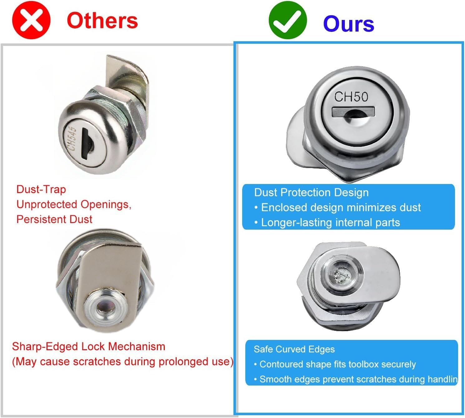 Truck Tool Box Lock Replacement with Keys Pickup Toolbox Latch Cylinder 2 Pack
