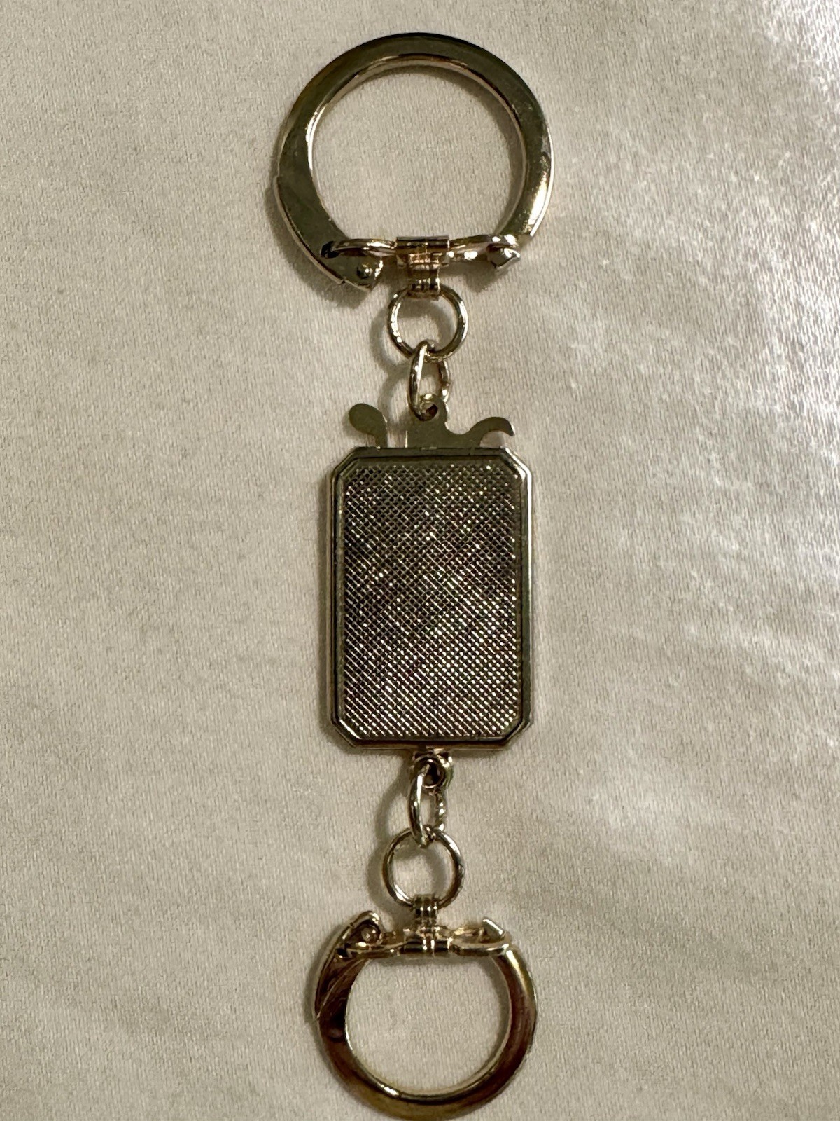 Vintage Double Pull Apart Keychain Valet Fob Gold Tone Engraved “STACY”