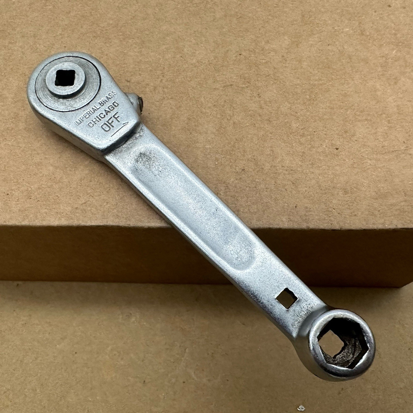 Vintage Imperial Brass 123 C Refrigeration Ratcheting Wrench 1/4″ Drive USA Tool