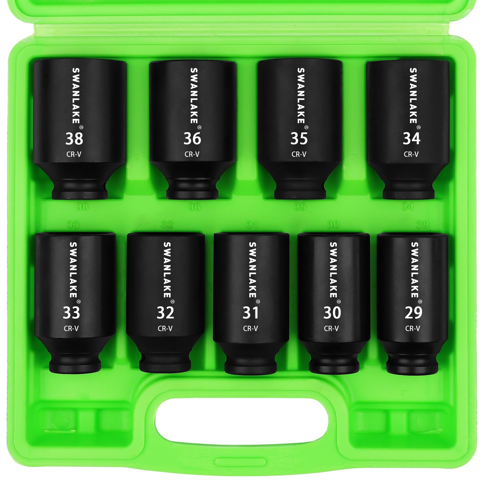 9PCS 1/2″ Metric Impact Socket Set,Spindle Axle Nut Impact Socket,29mm-38mm,CR-V