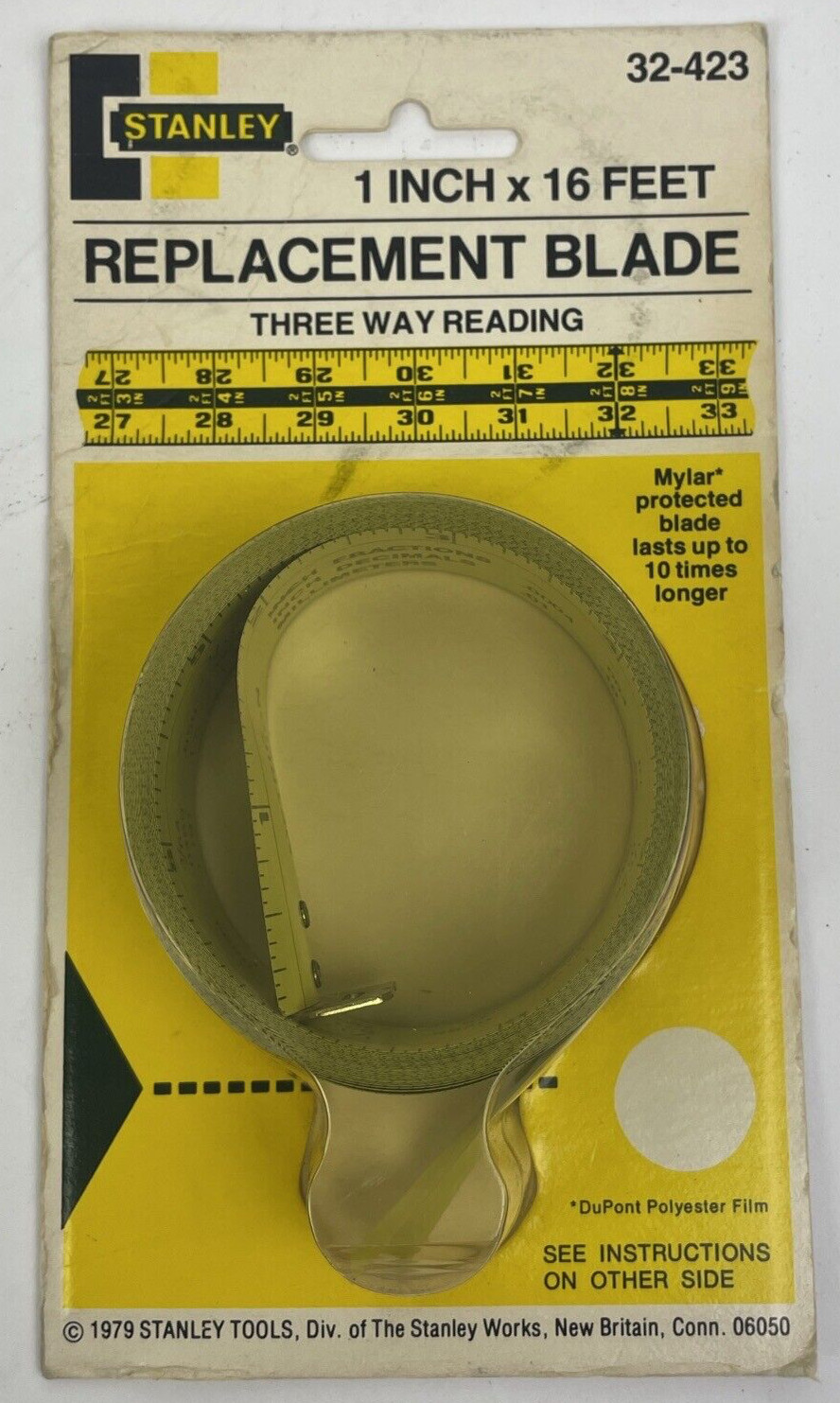 NOS Vintage 1979 Stanley 32-423 1″ x 16′ Replacement Blade Three way Reading USA