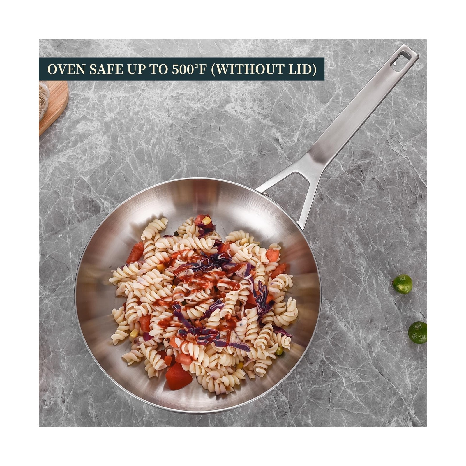 Tri – Ply Stainless Steel Frying Pan Set 8″ 10″ Skillets with Tempe… Fast Ship