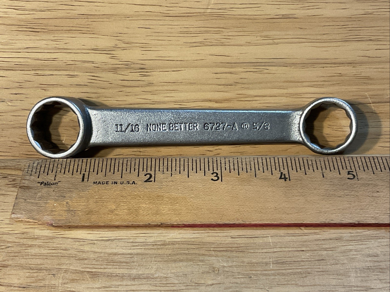 Vintage None Better Short Offset Box End Wrench 11/16″ x 5/8″ 12pt, 6727-A USA