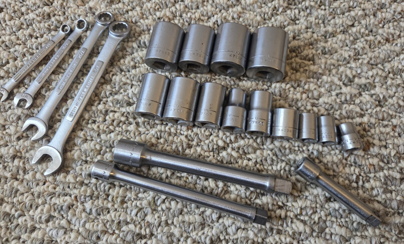 Vintage Craftsman USA V -V- VV Socket Extension & Wrench Lot 1/2″ 3/8″ Drive USA
