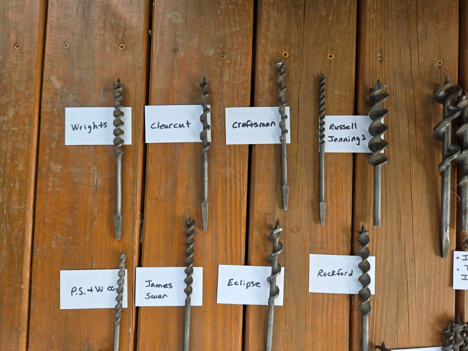 Vintage Hand Brace Auger Bits Irwin, Jennings, Greenlee, S.T. Co & Others 64 pc