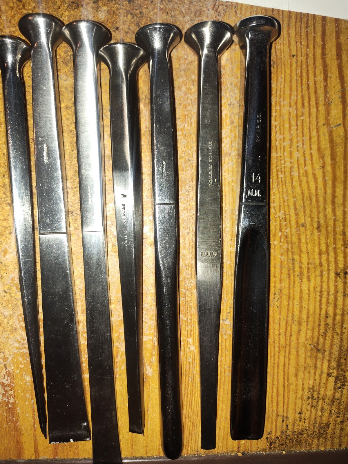 LOT (7) Made in Germany Stainless Steel Orthopedic Bone Chisels Vintage