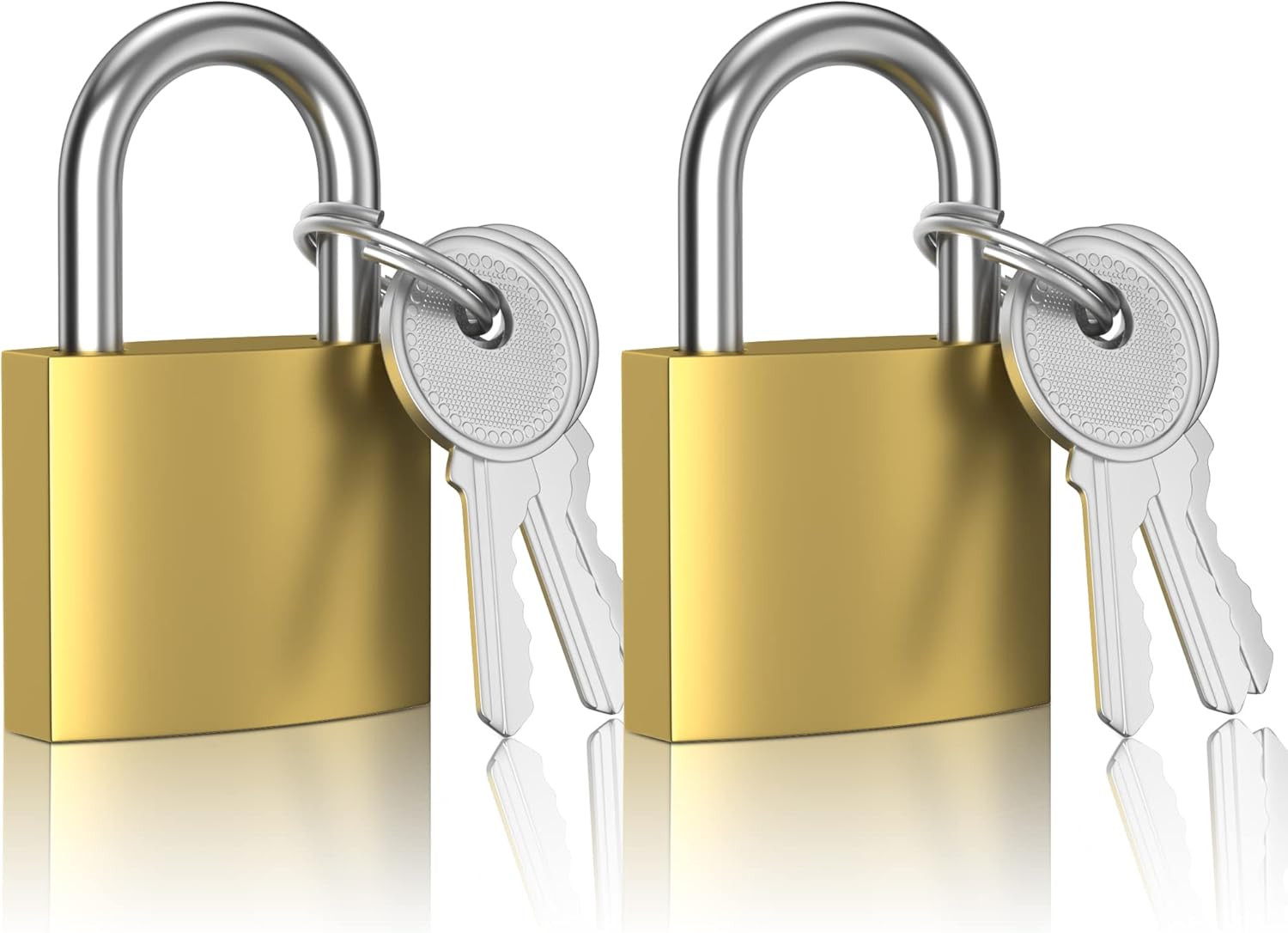 2 Pcs Small Keyed Padlocks, Locker Lock, Locks with Keys 32Mm, Gold, Compact, Ha
