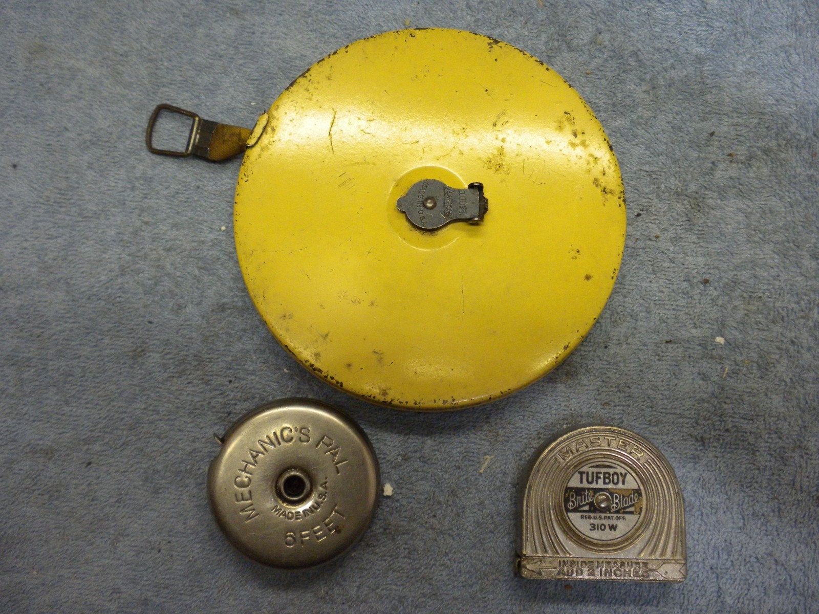 3pc Vintage Tape Measures Lufkin, Tufboy, Mechanic’s Pal