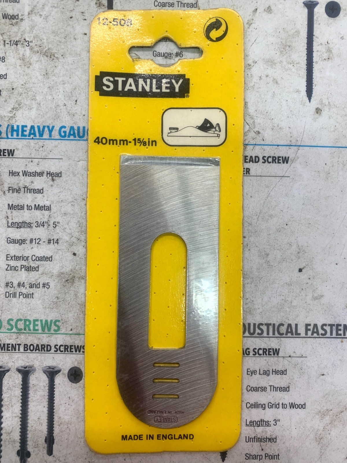 STANLEY 12-508 40mm 1-5/8″ Block Plane Cutter Blade