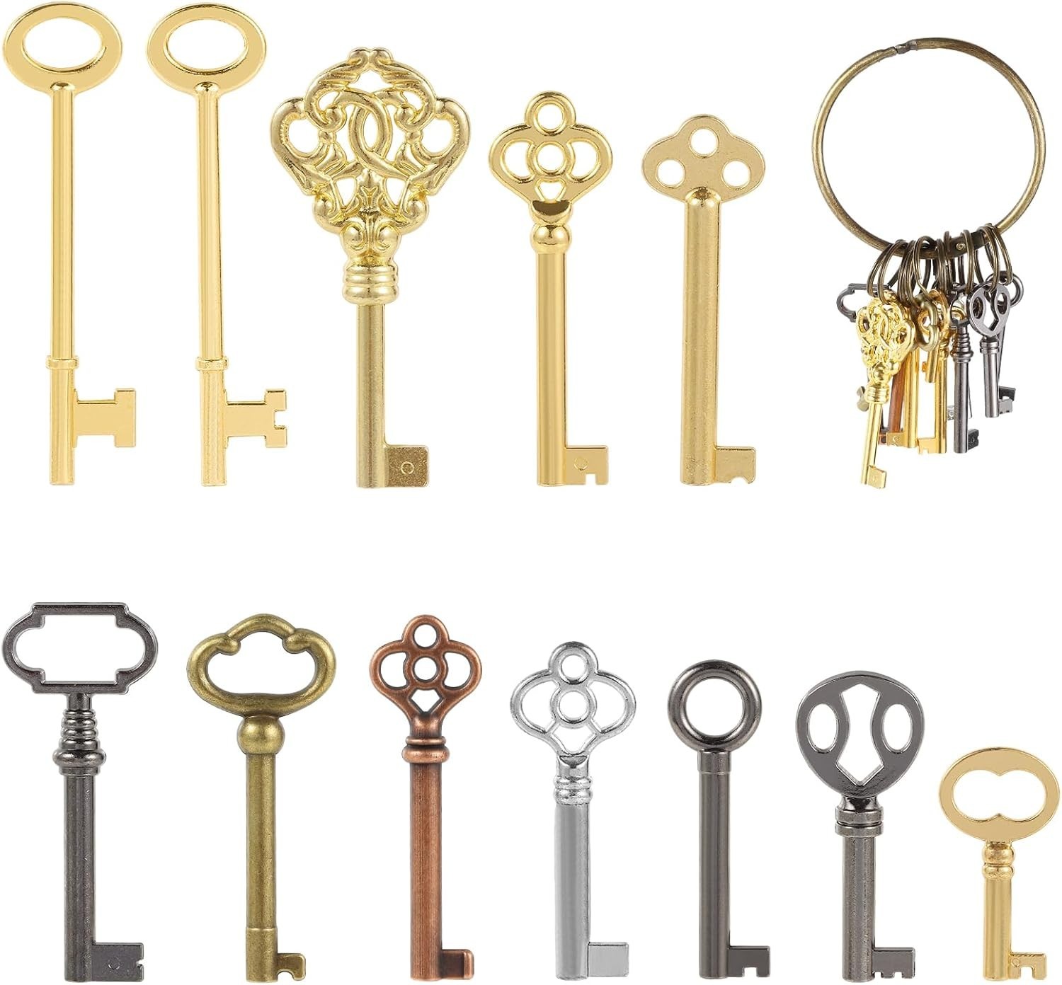 12pcs Skeleton Key Set | Universal Hollow Barrel Keys for Antique Cabinet Door
