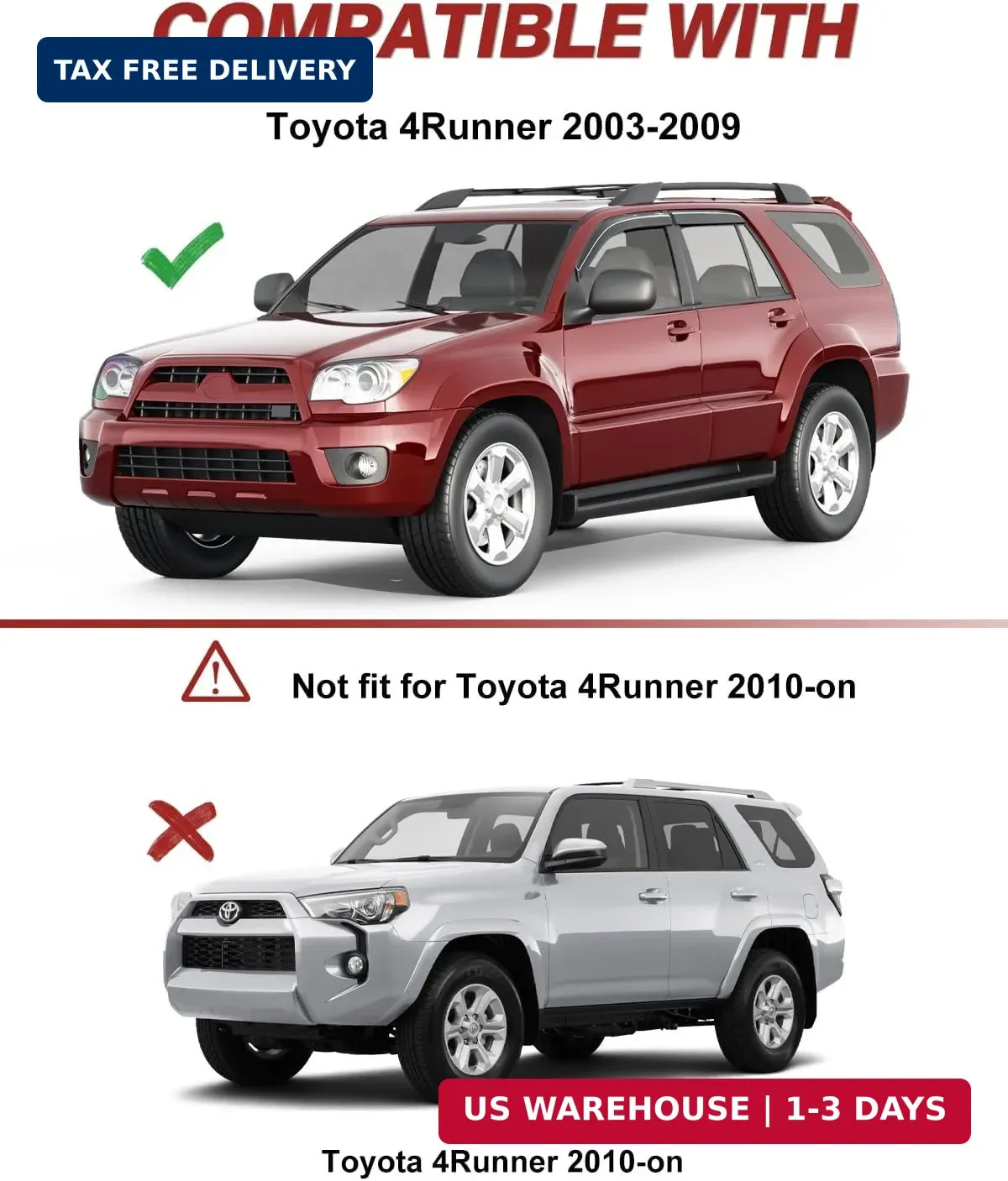 Outside-Mount Window Rain Guards Fit for Toyota 4Runner 2003 2004 2005 2006 2007