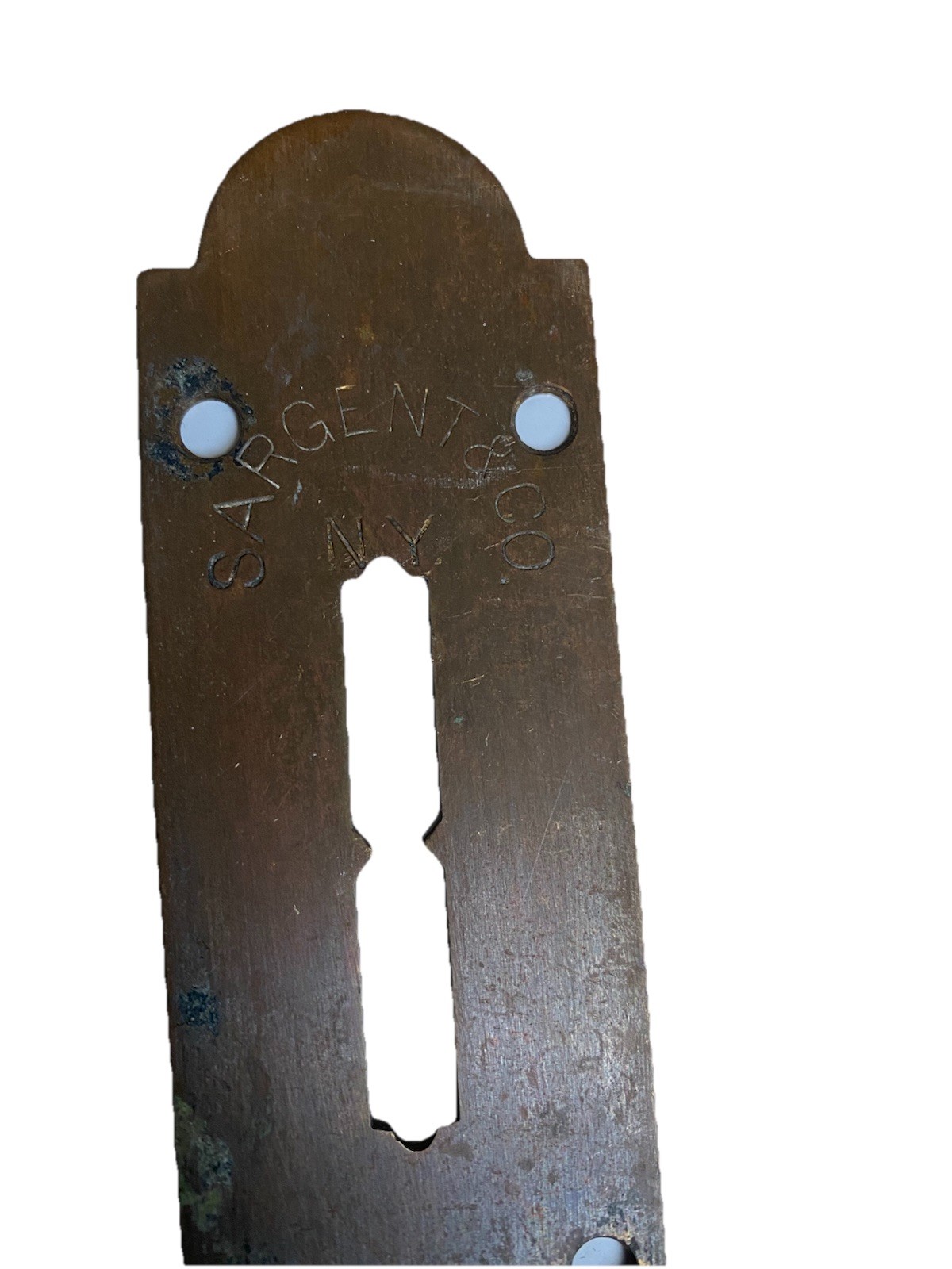Vintage Sargent & Co Brass Cover Plate For Wooden Level Top Name Plate Tag NY