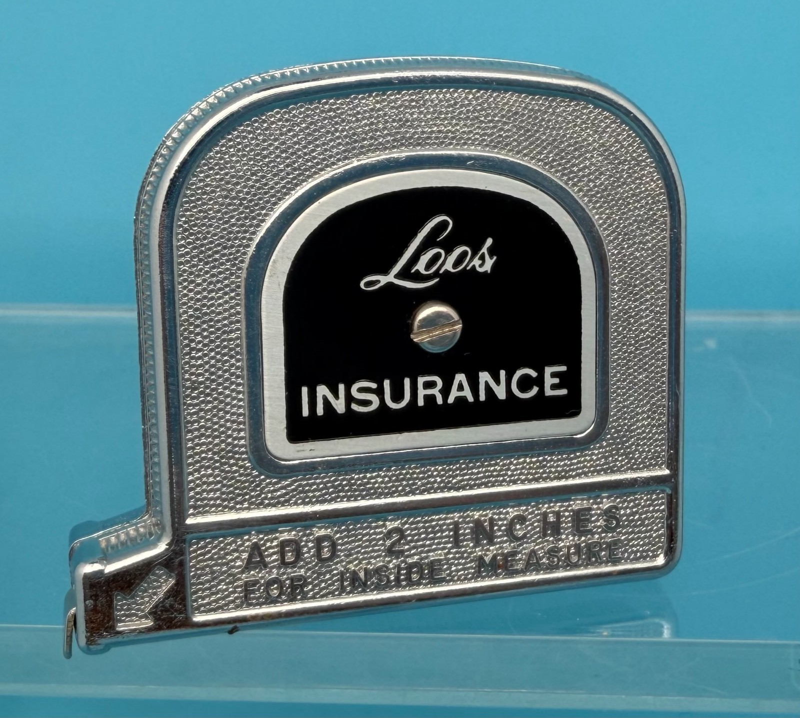 Vintage Tape Measurer – Loos Insurance – Metal – Made in the USA