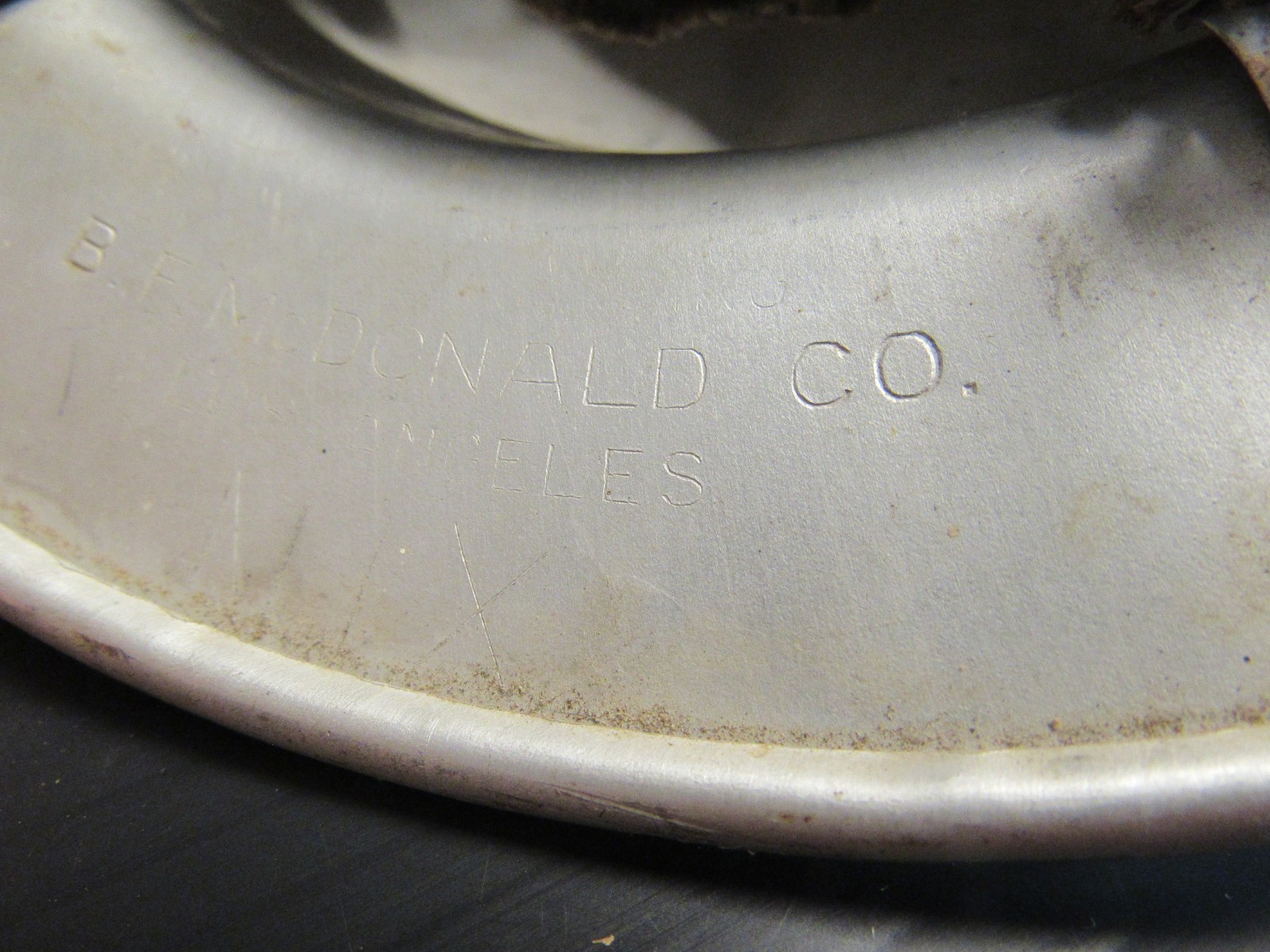 Vintage B.F. McDonald Co. Los Angeles Aluminum Hard Hat With Liner