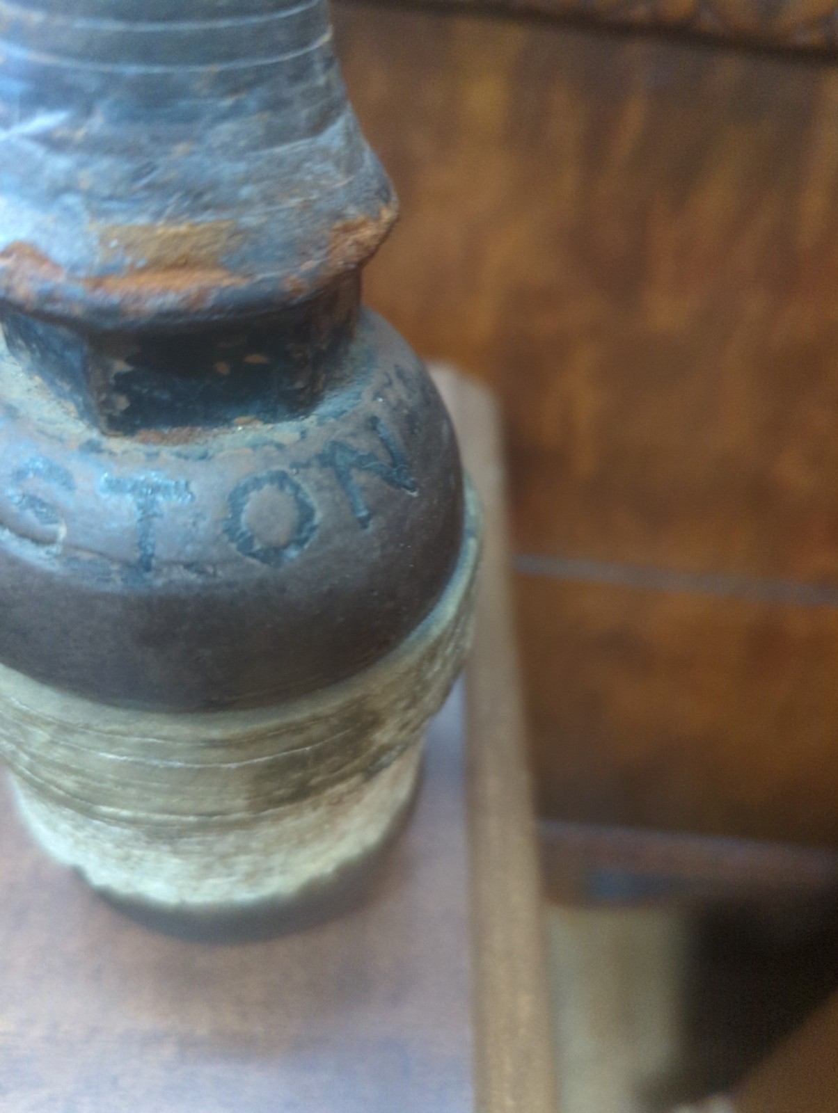Vintage Cast Iron & Leather Rawhide Maul Wood Carving Mallet Tool Hammer Boston
