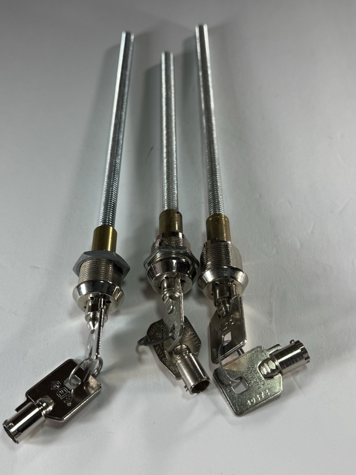 Lot of 3 Long Ace Screw Locks – tubular lock w/ Keys – locksmith – See Details