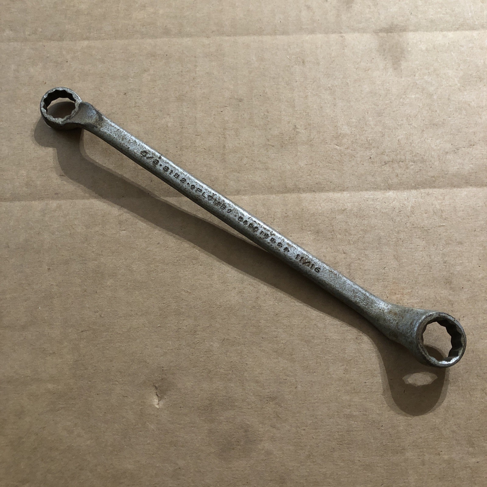 VTG Plomb 5/8″ X 11/16″ 12 Point Deep Offset Box Wrench 8182 USA Needs Cleaned !