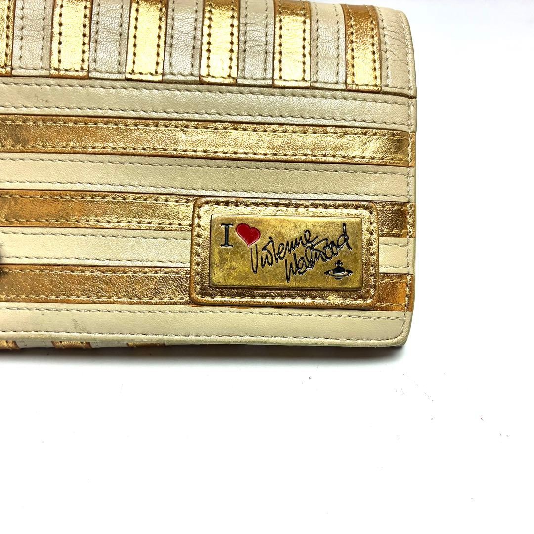 Vivienne Westwood Long Wallet Heart Logo Gold Used W19.5cm H10cm Authentic