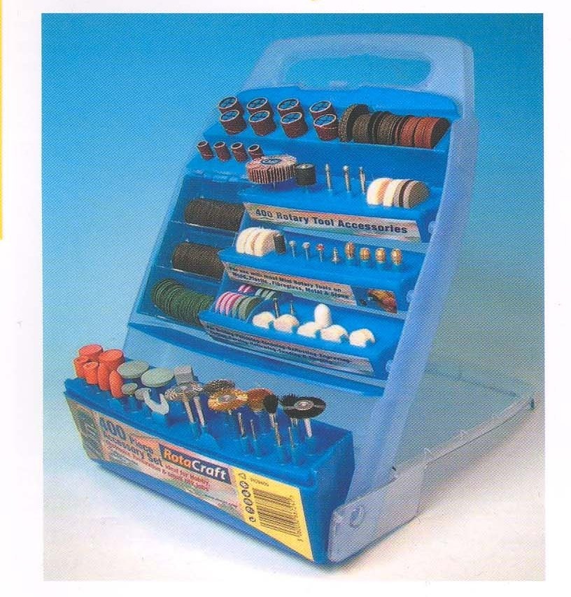 Rotacraft RC9400 400pc Rotary Tool Accessory Kit in Plastic Storage Case T48 Pos