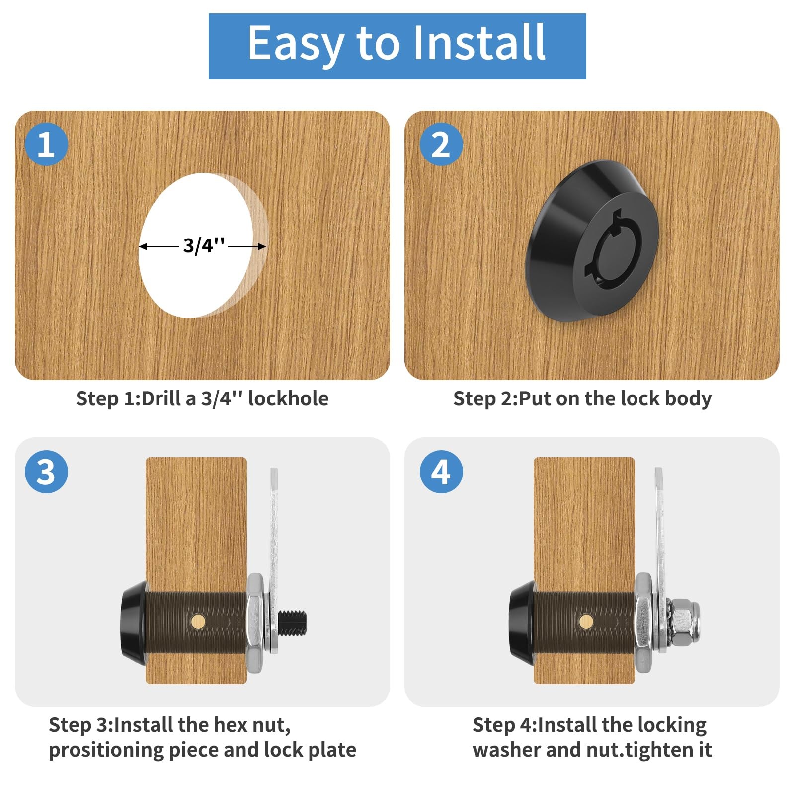 SUOLOCKI Black Toolbox Lock with Keys – Keyed Alike 1.02in, – 1 Pack