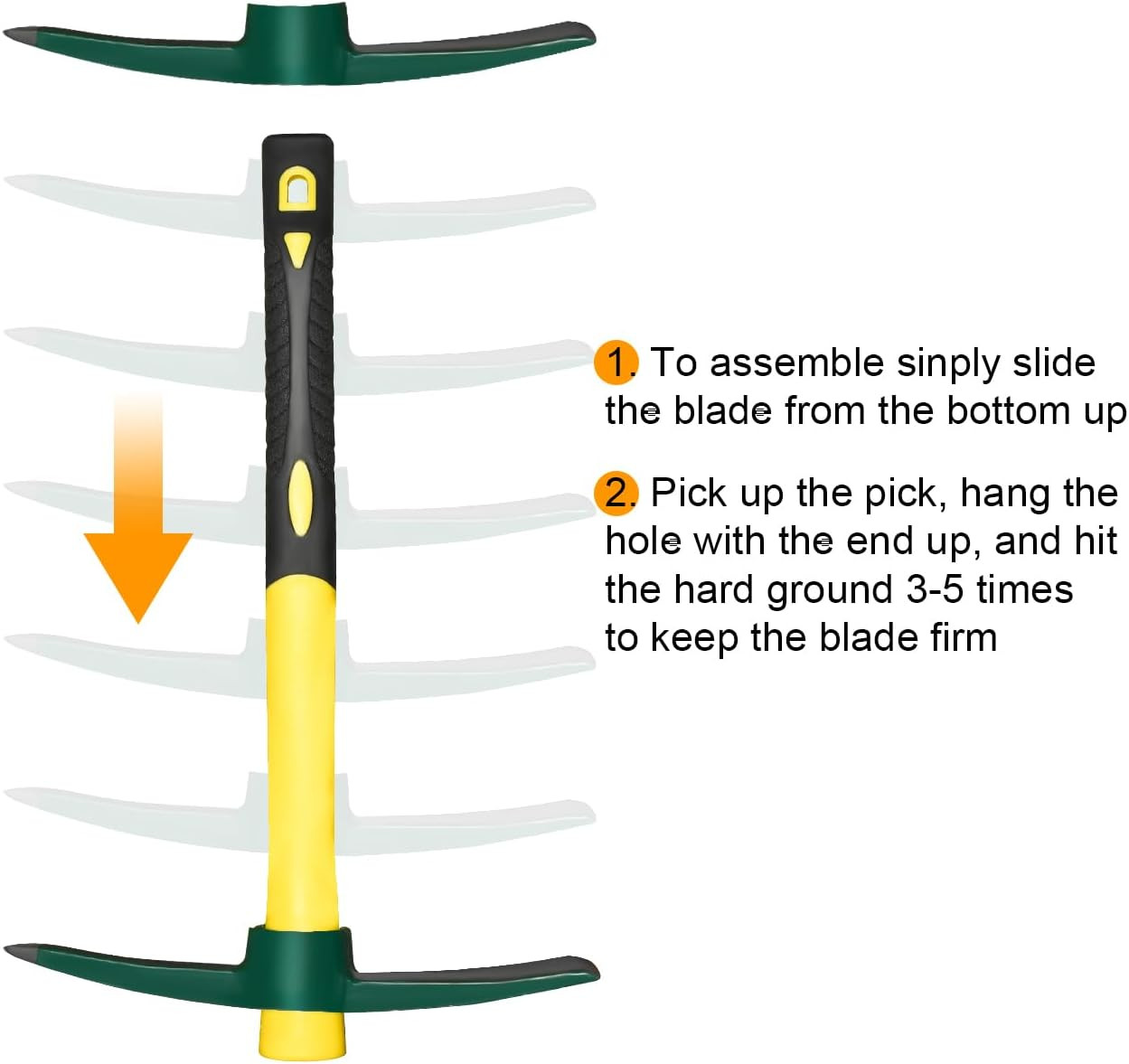 Forged Adze Pick, Weeding Mattock Hoe, Pick Axe 15-Inch, One Piece Intact Drop F