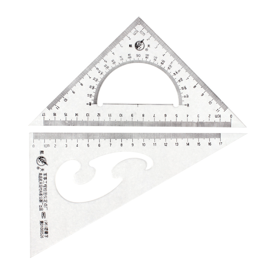 Plastic Stationery Drawing Studying Triangle Ruler Protractor 2 Pcs