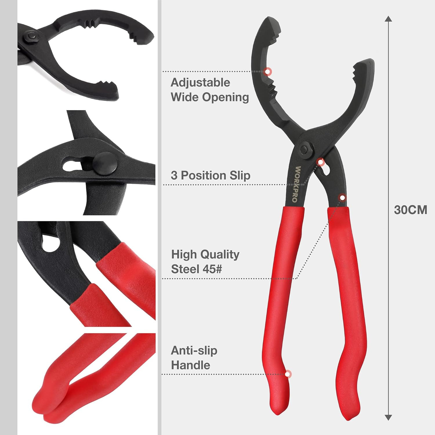 12″ Adjustable Oil Filter Pliers, Wrench Adjustable Oil Filter Removal Tool, Ide
